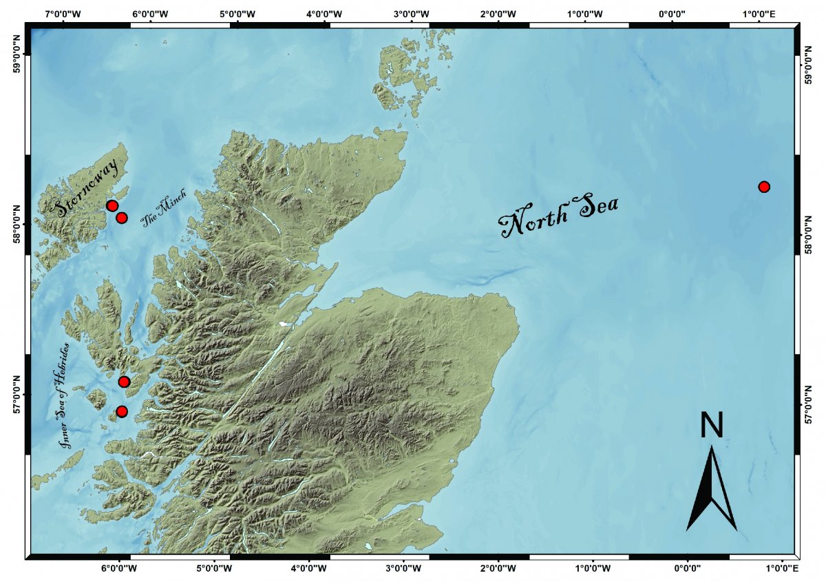 Image 1: Map showing the location of the sediment cores from the 2019 Marine Scotland Blue Carbon Cruise (Map courtesy of Allan Audlsey)