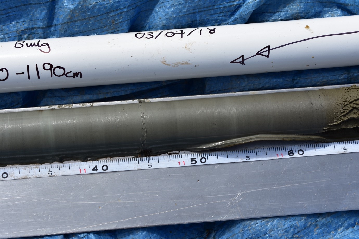 Lake sediment core recovered during recent fieldwork - Image Credit Alice Carter-Champion