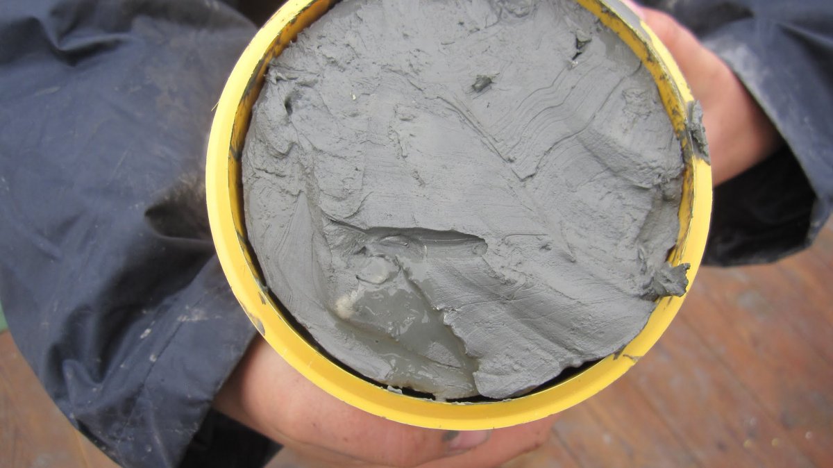 Image 1: View of the top of a cut sediment core section showing a dissolving sample of clathrate onboard the RV Pelagia (Image courtesy of Professor Dave Tappin, BGS)